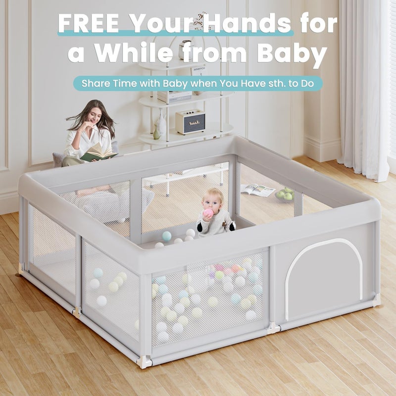 Hiaksedt Baby Playpen with Mat Small Playpen for Babies and Toddlers 50 x 50 inch Baby Fence Playards - Image 2